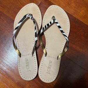 J crew capri sandals in zebra print size 7